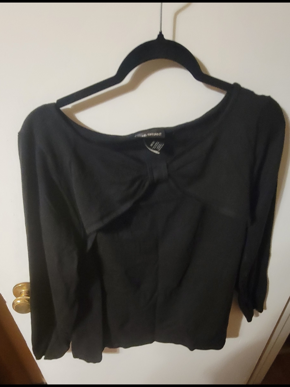 Lane Bryant Black Long Sleeve Top with Front Bow
